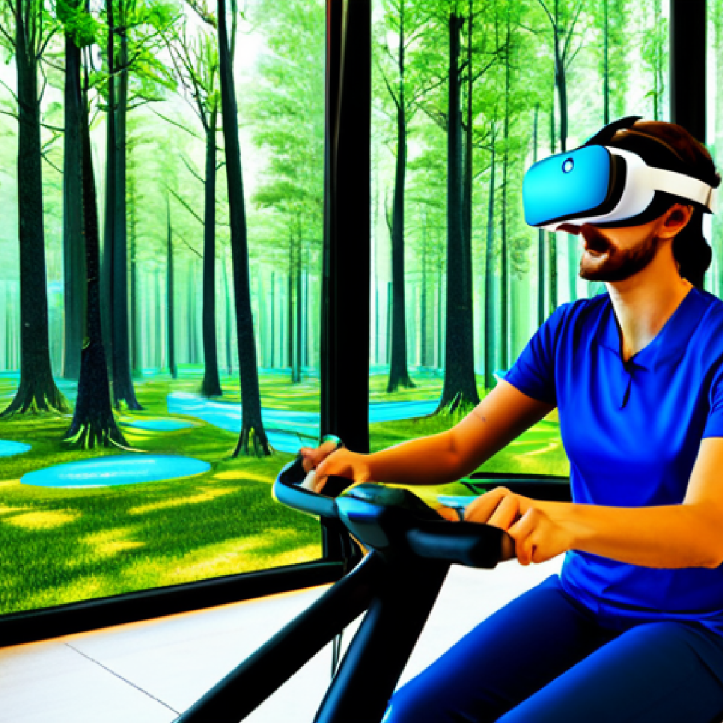 VR 재활치료의 활용 가능성 - **Prompt 1: Gamified Physical Rehabilitation**
    A vibrant, modern physical therapy room with larg...