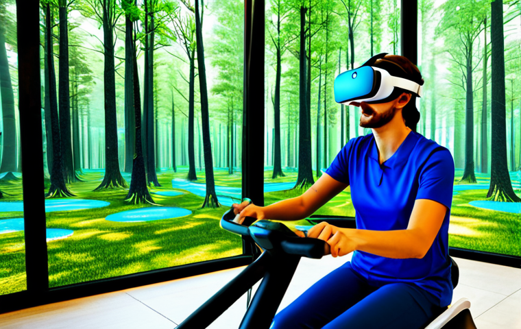 VR 재활치료의 활용 가능성 - **Prompt 1: Gamified Physical Rehabilitation**
A vibrant, modern physical therapy room with larg...