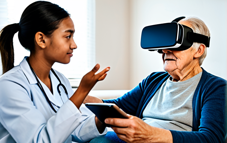 VR 재활치료의 활용 가능성 - **Prompt 1: Gamified Physical Rehabilitation**
    A vibrant, modern physical therapy room with larg...